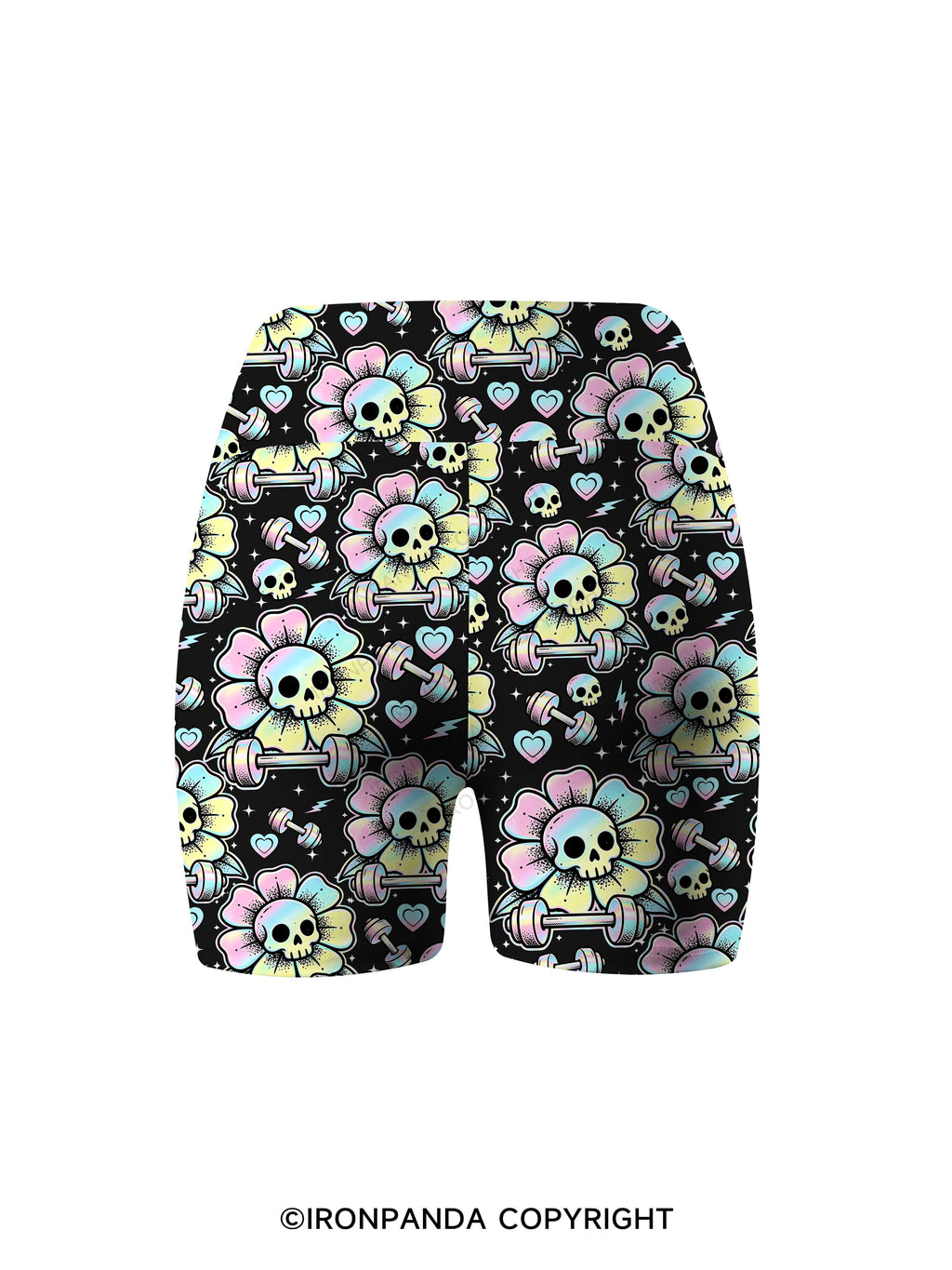 IF I DIE I DIE Skull Printed Yoga Cycling Shorts