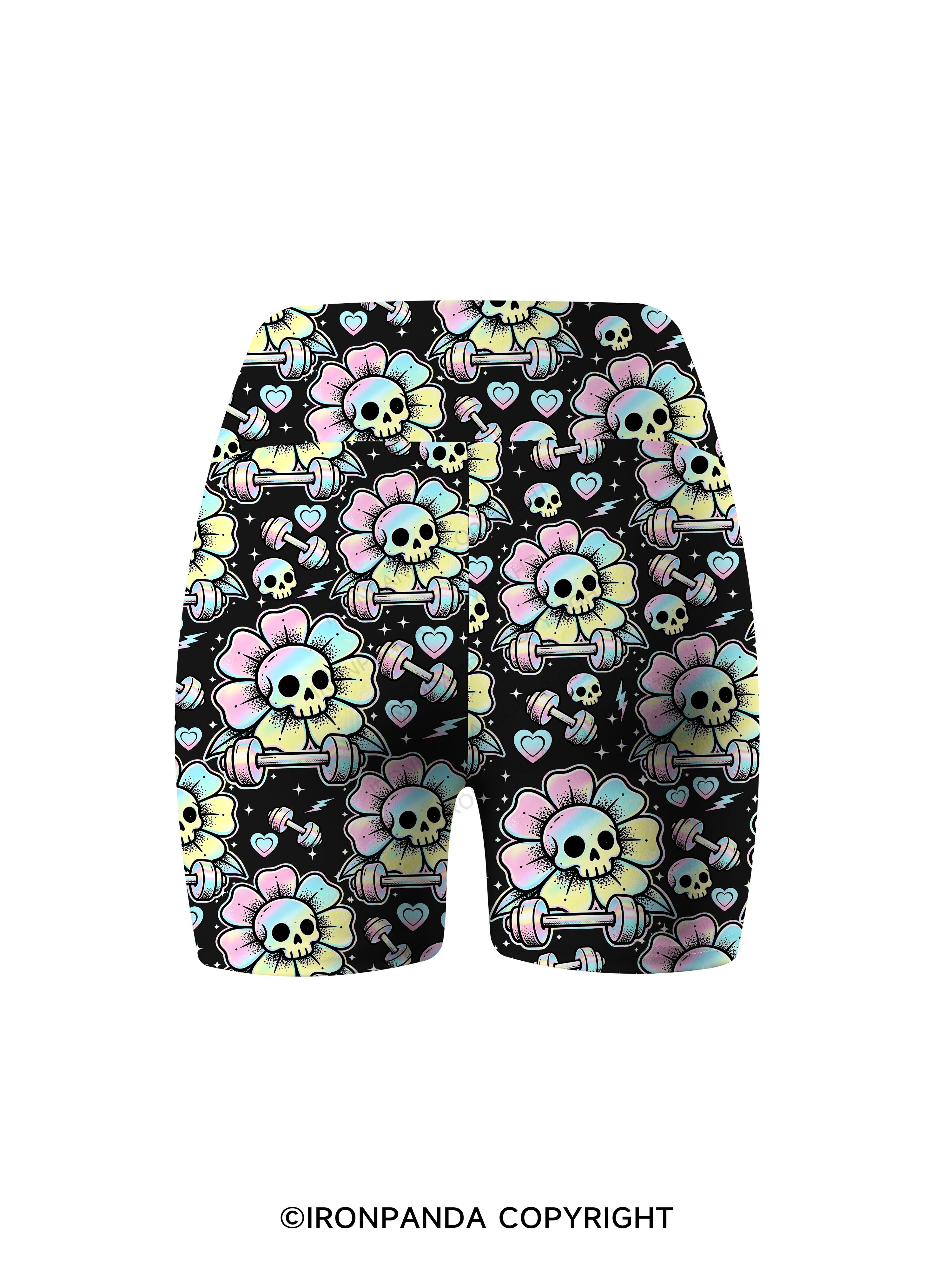 IF I DIE I DIE Skull Printed Yoga Cycling Shorts