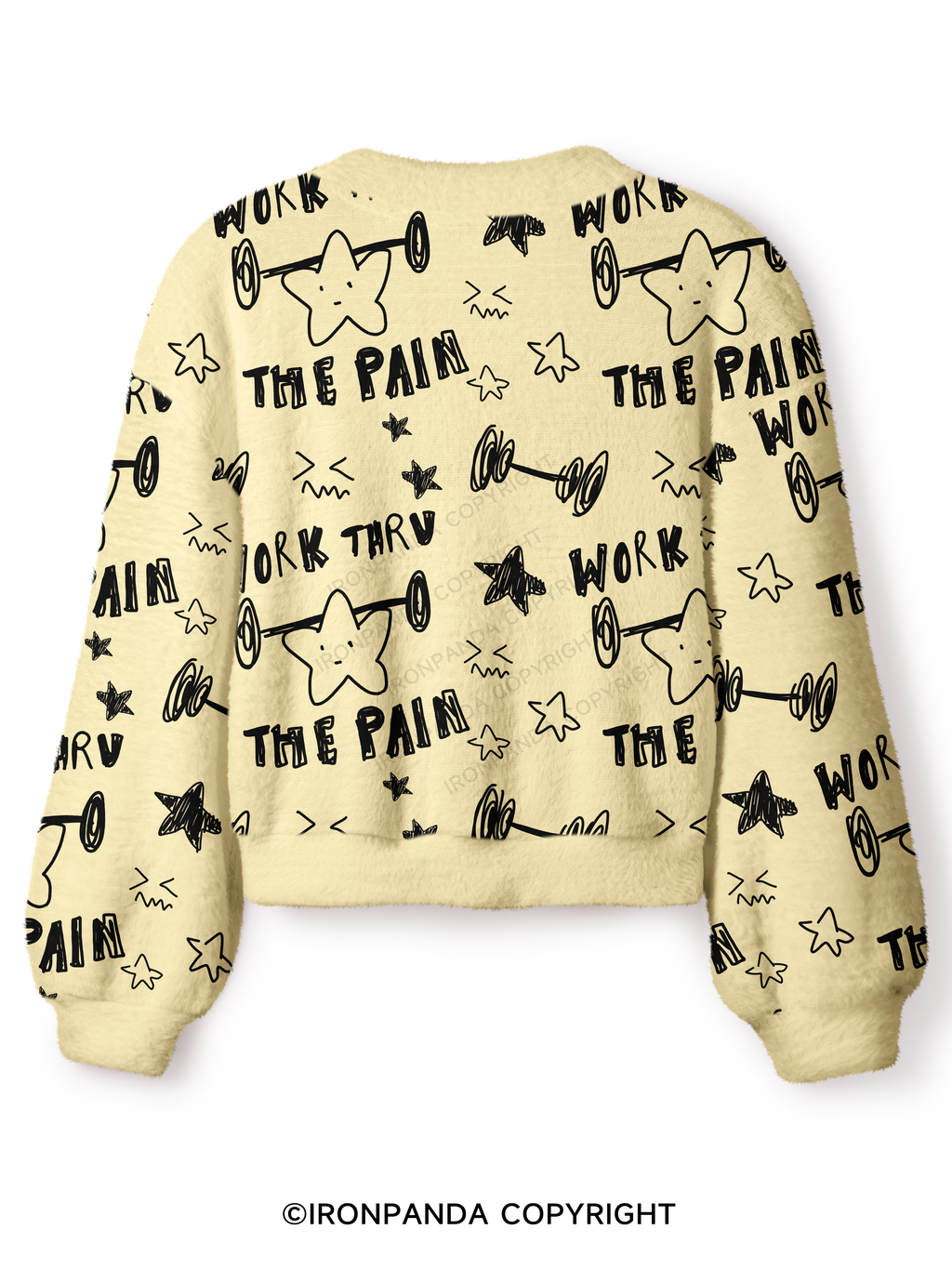 WORK THROUGH THE PAIN Crop Ugly Cardigan Sweater