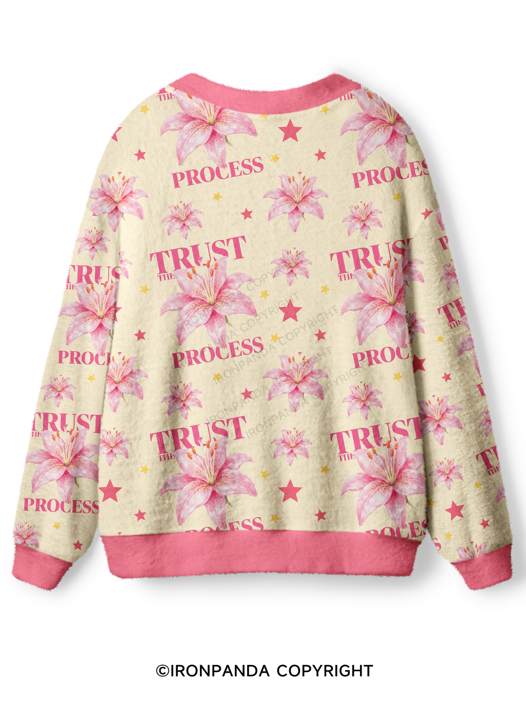 TRUST THE PROCESS GYM FLOWER Ugly Cardigan Sweater