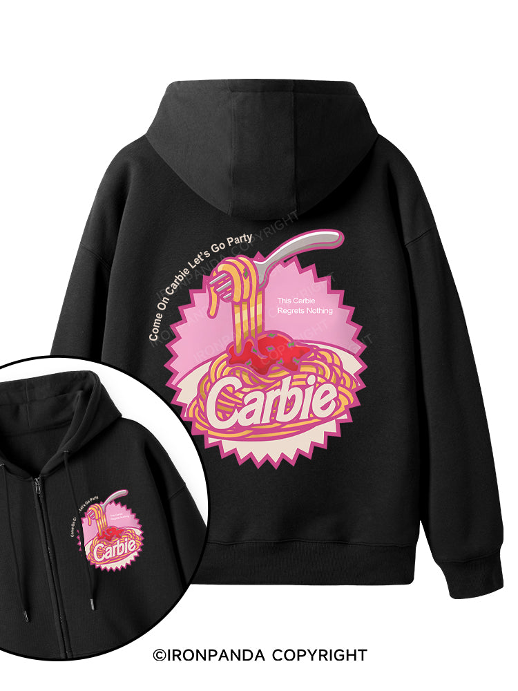 Carbie I Love Carbs Bread Pasta Pizza Double-Sided Printed Fleece Zip Up Hoodie
