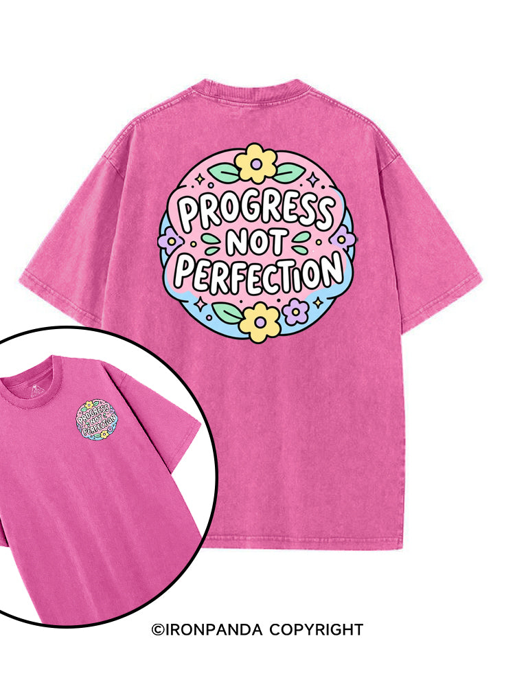 PROGRESS NOT PERFECTION printed Gym Shirt