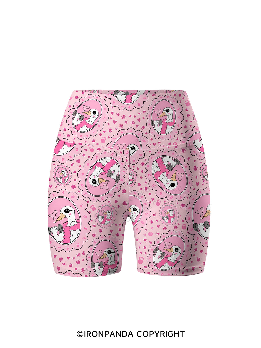 Vintage Frame Gym Duck Printed Yoga Cycling Shorts