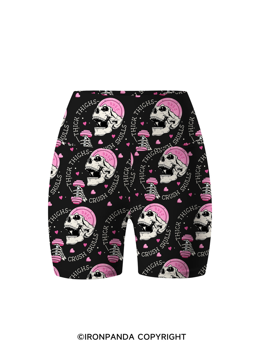 THICK THIGHS CRUSH SKULLS Printed Yoga Cycling Shorts