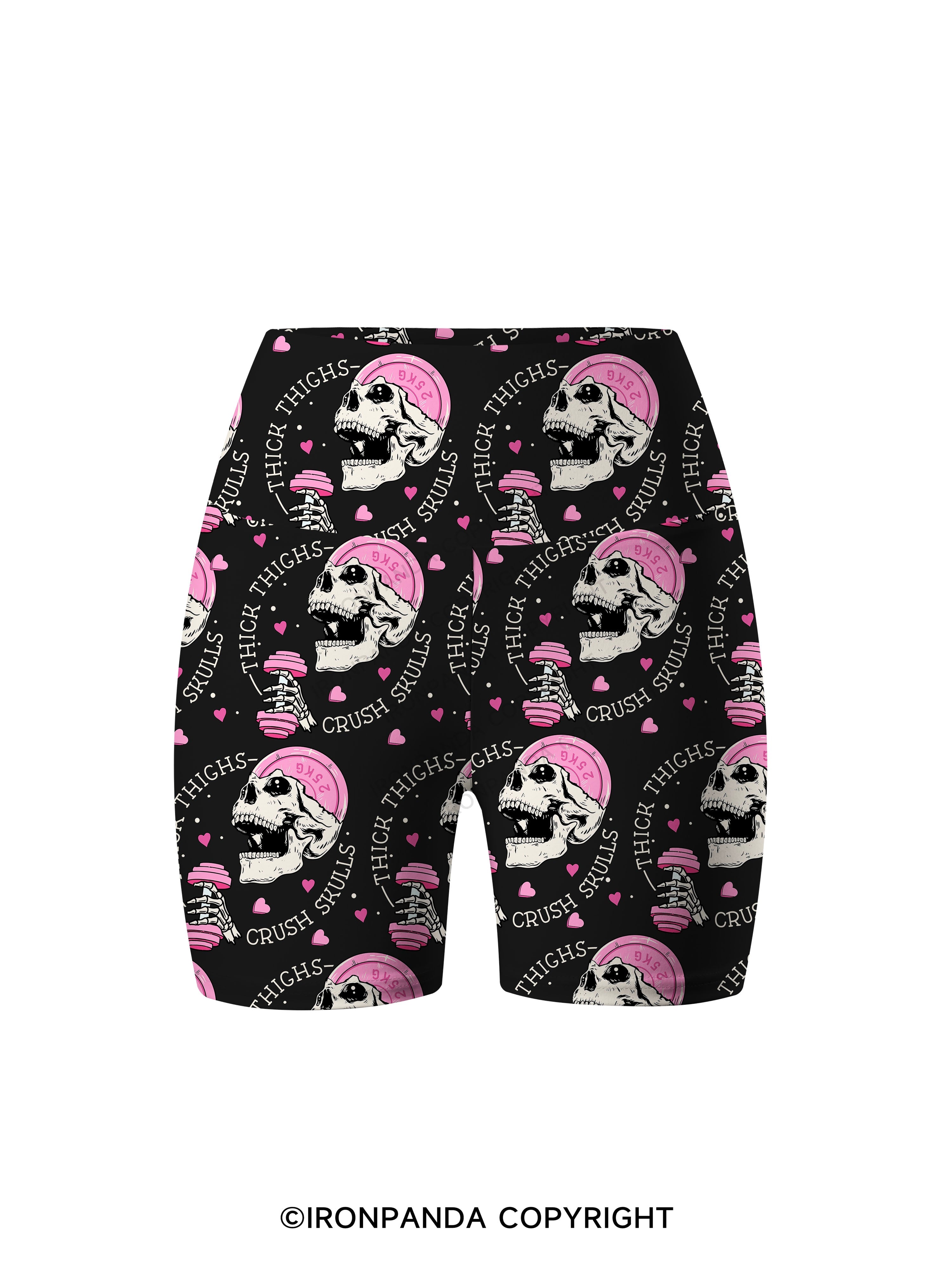 THICK THIGHS CRUSH SKULLS Printed Yoga Cycling Shorts