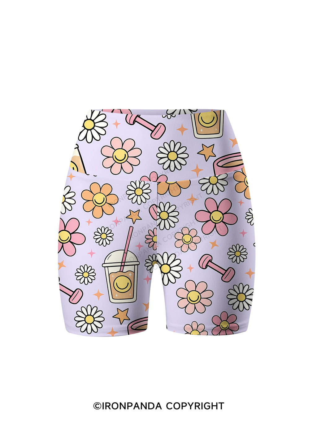 Daisy Coffee Gym Printed Yoga Cycling Shorts