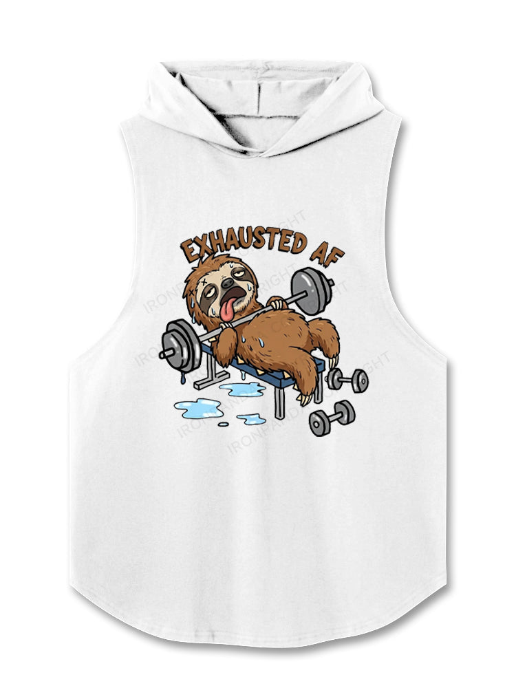 Exhausted Sloth Workout Hooded Tank