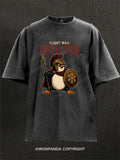 Flight Was Never an Option Spartan Penguin Warrior Washed Gym Shirt