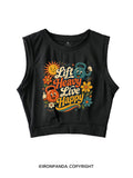 LIFT HEAVY LIVE HAPPY FUNNY GYM VIBE SLEEVELESS CROP TOPS