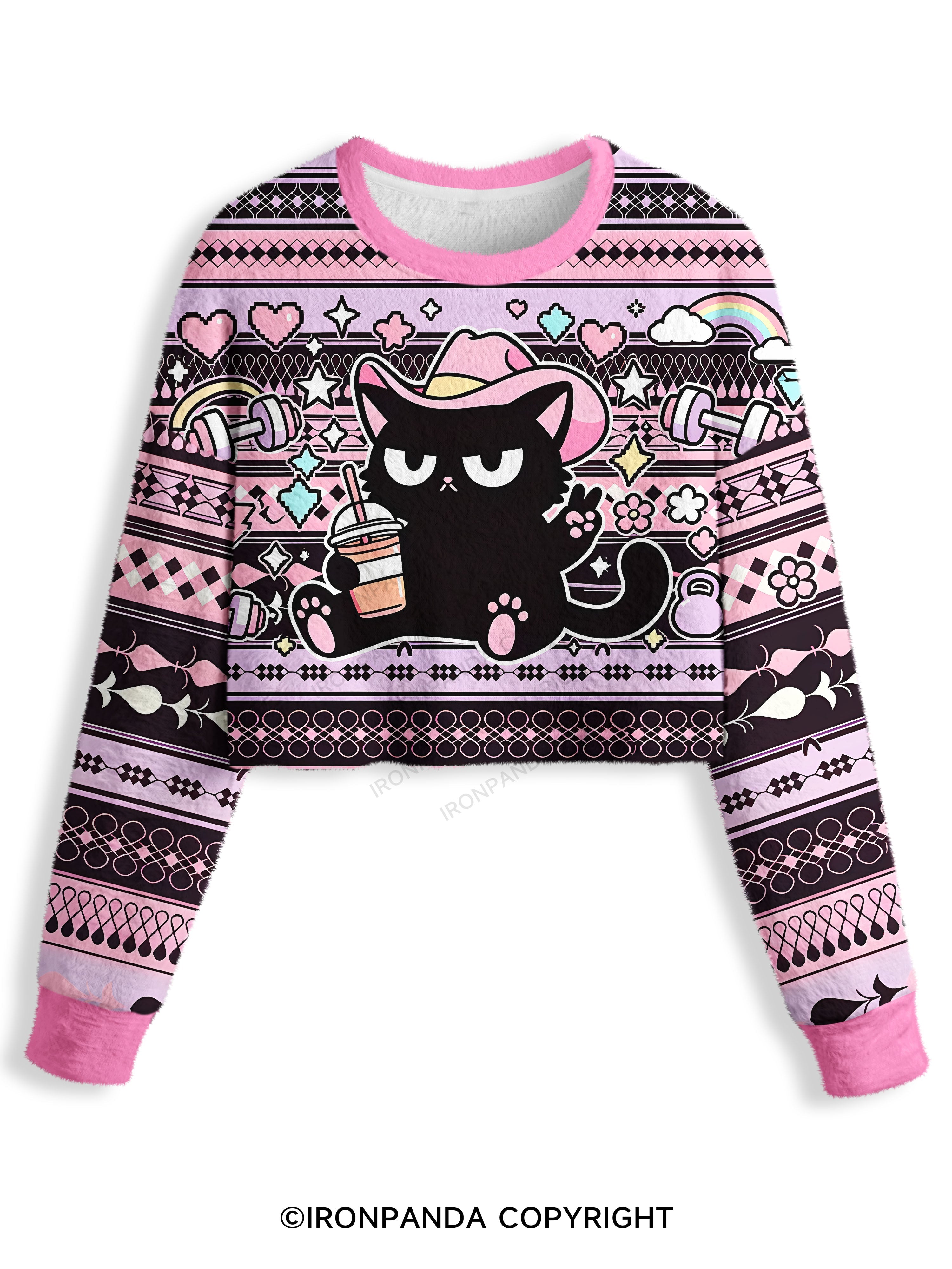 Let's Do This Before My Anxiety Kicks in Cat Crop Ugly Sweater