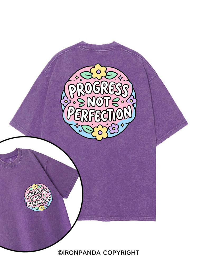 PROGRESS NOT PERFECTION printed Gym Shirt
