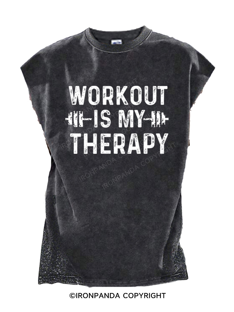 workout is my therapy Cut Off Tank