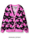 Pink Goth Gym Skeleton Ugly Cardigan Sweater