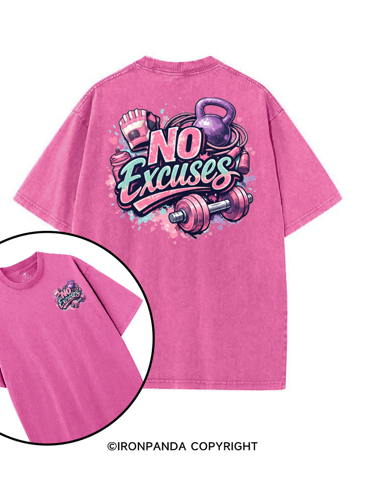 NO EXCUSES GYM ROUTINE printed Gym Shirt