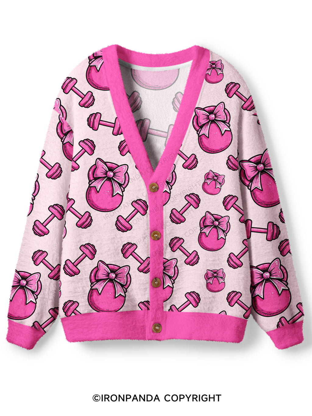 Pink Bow Gym Ugly Cardigan Sweater