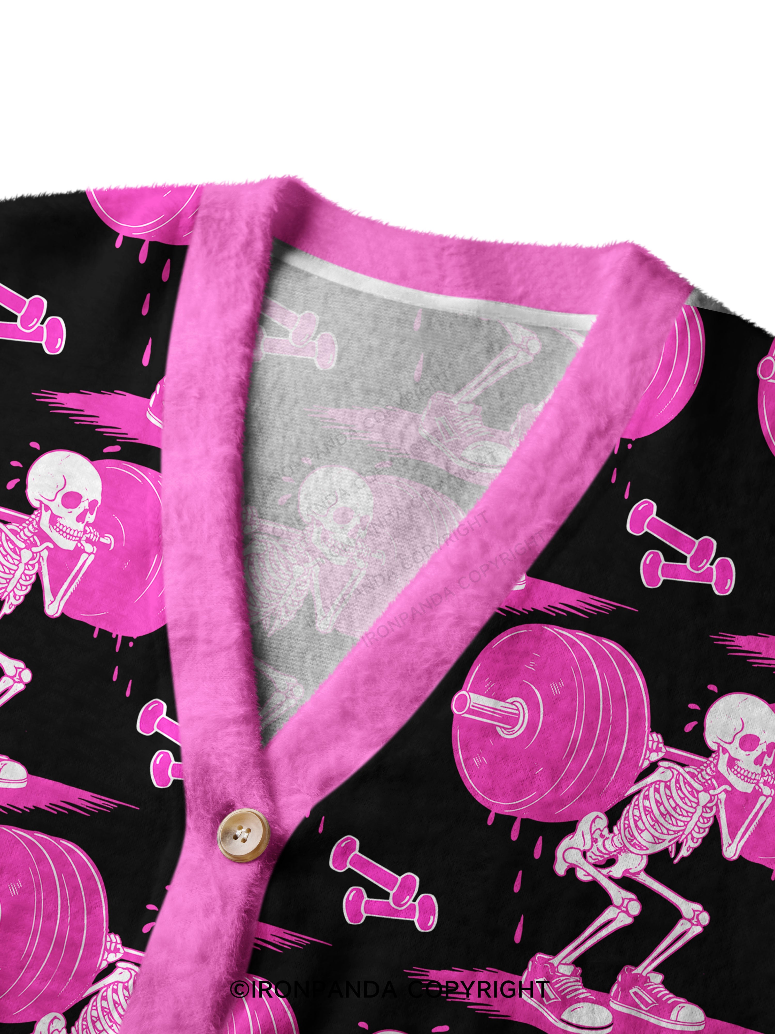 Pink Goth Gym Skeleton Ugly Cardigan Sweater
