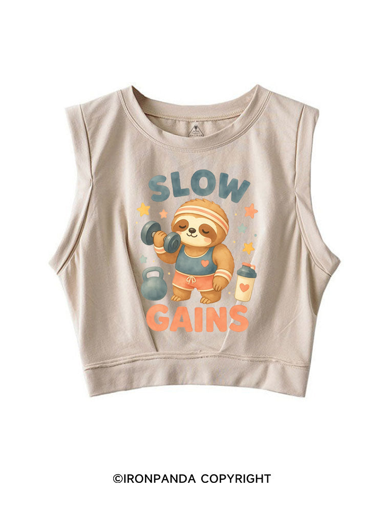SLOW GAIN SLOTH GAINS SLEEVELESS CROP TOPS