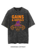 GAINS & GHOULS SKELETON VINTAGE GYM SHIRT