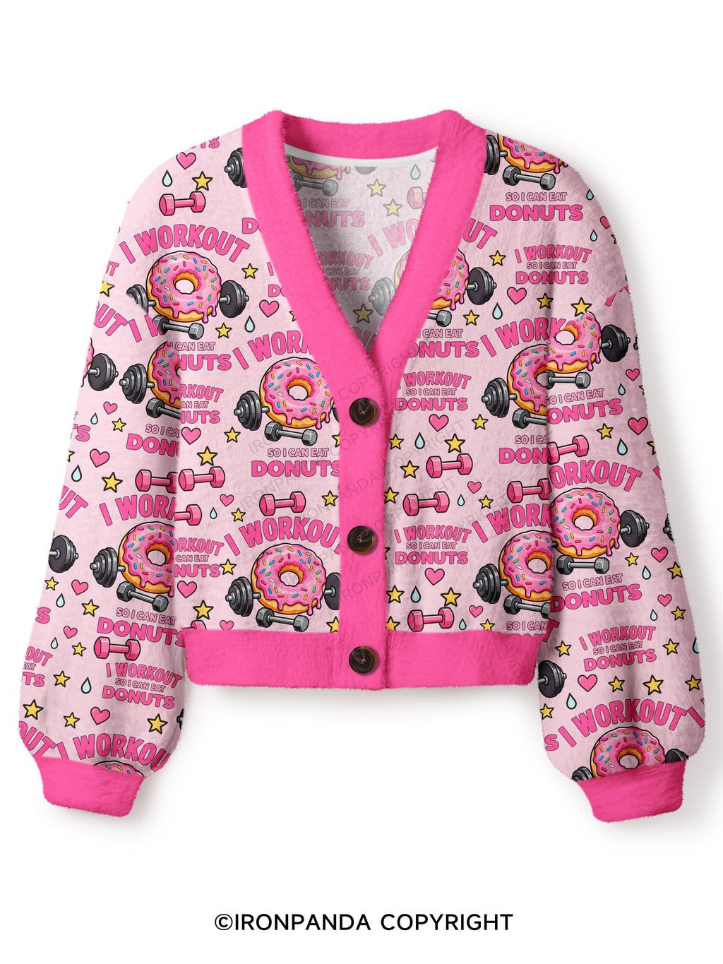 I Workout So I Can Eat Donuts Crop Ugly Cardigan Sweater