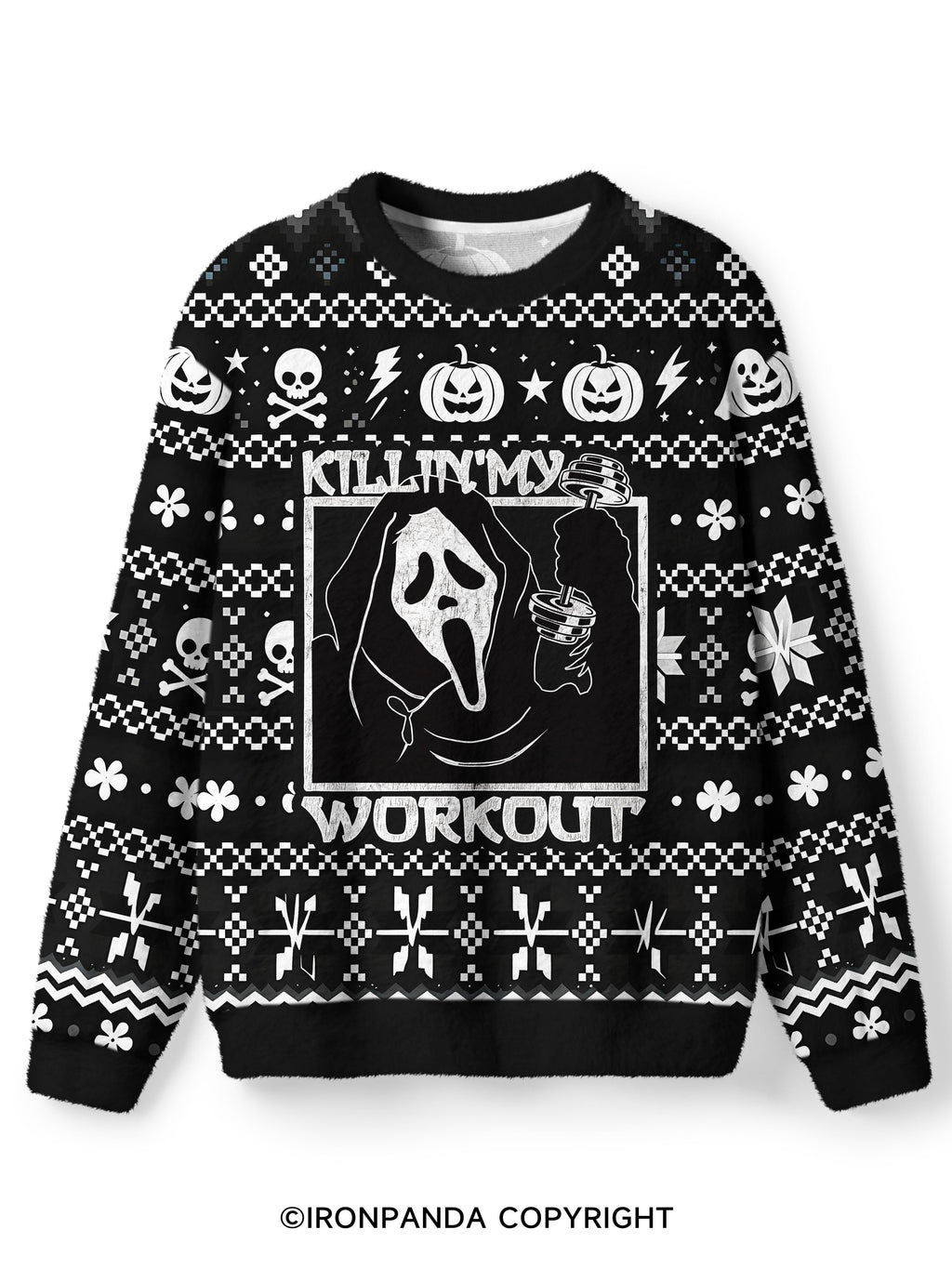 KILLING MY WORKOUT Ugly Fuzzy Fleece Sweater