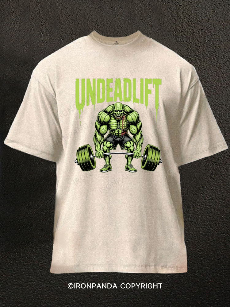 Undeadlift Funny Halloween Zombie Workout Washed Gym Shirt