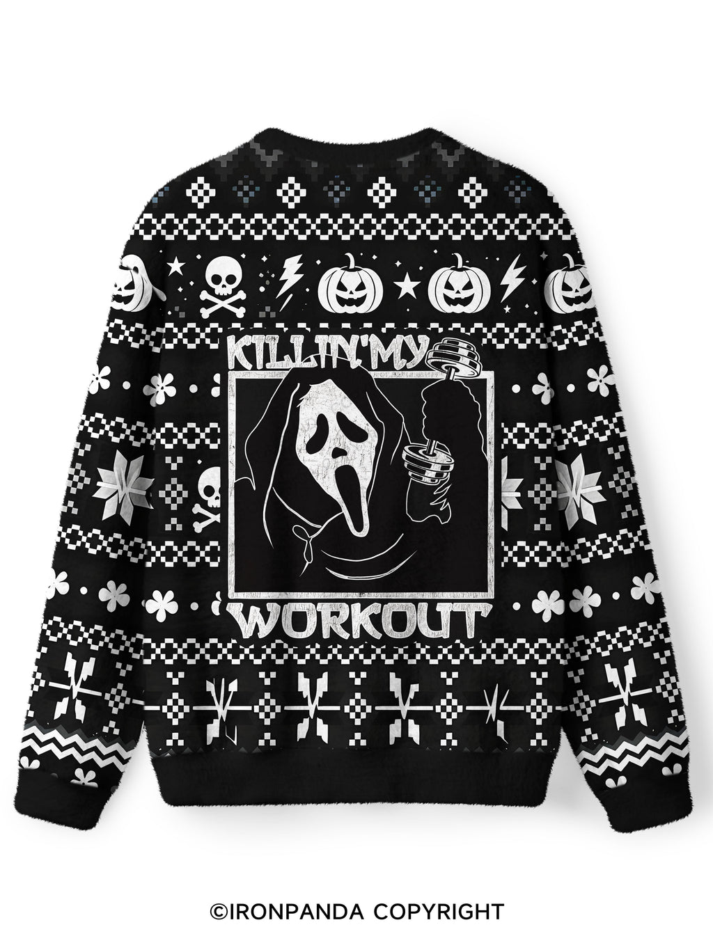 KILLING MY WORKOUT Ugly Fuzzy Fleece Sweater