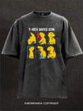 T-Rex Hates Gym Workout Dinosaur Washed Gym Shirt