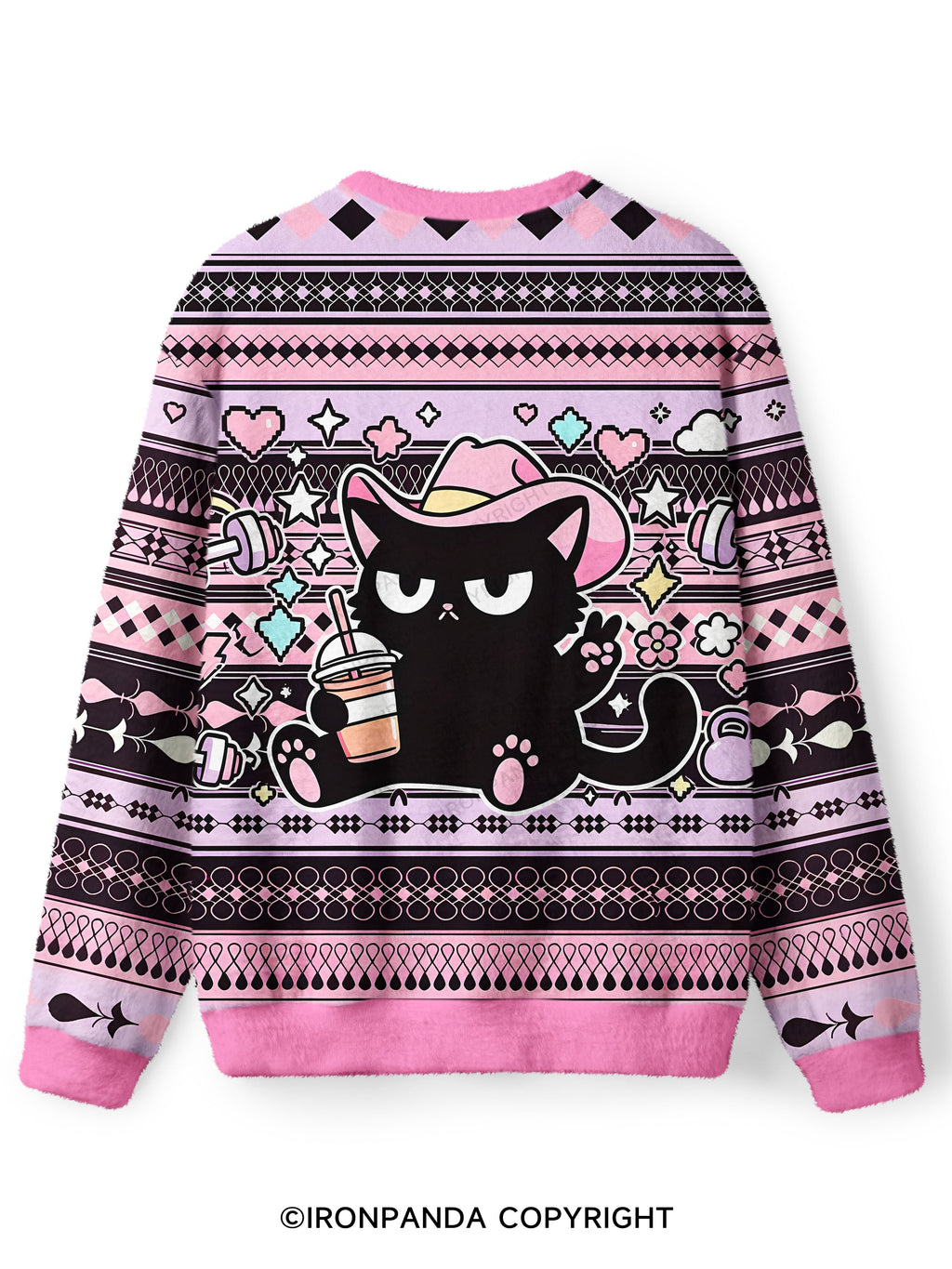 Let's Do This Before My Anxiety Kicks in Cat Ugly Fuzzy Fleece Sweater