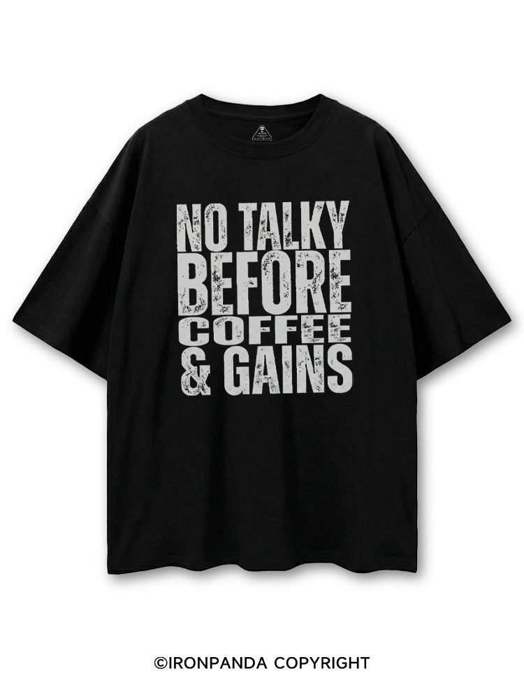 NO TALKY BEFORE COFFEE & GAINS COTTON PUMP COVER