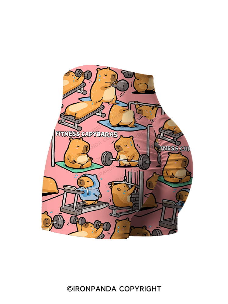 Fitness Capybara Printed Yoga Shorts