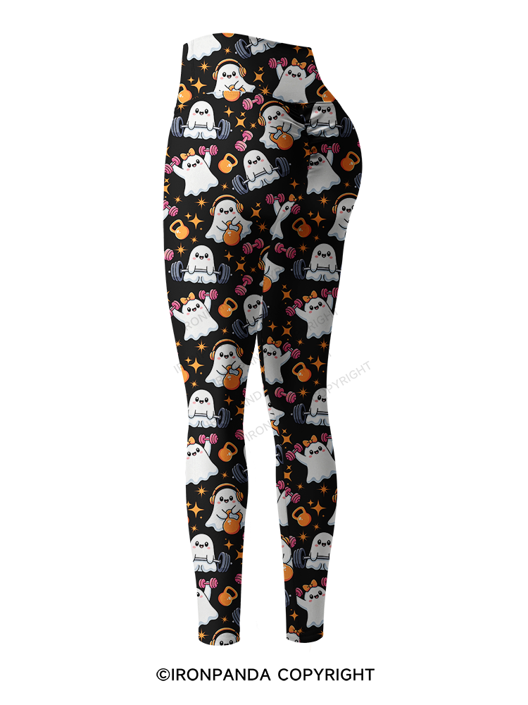 GHOST POWER WORKOUT TIME Printed Yoga Pants