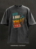 With A Body Like This Who Needs Hair Bodybuilder Washed Gym Shirt