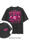 STRONG & PRETTY STRONG VIBES printed Gym Shirt