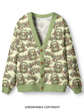 Fitness Floral Dumbbell Ugly Cardigan Sweater