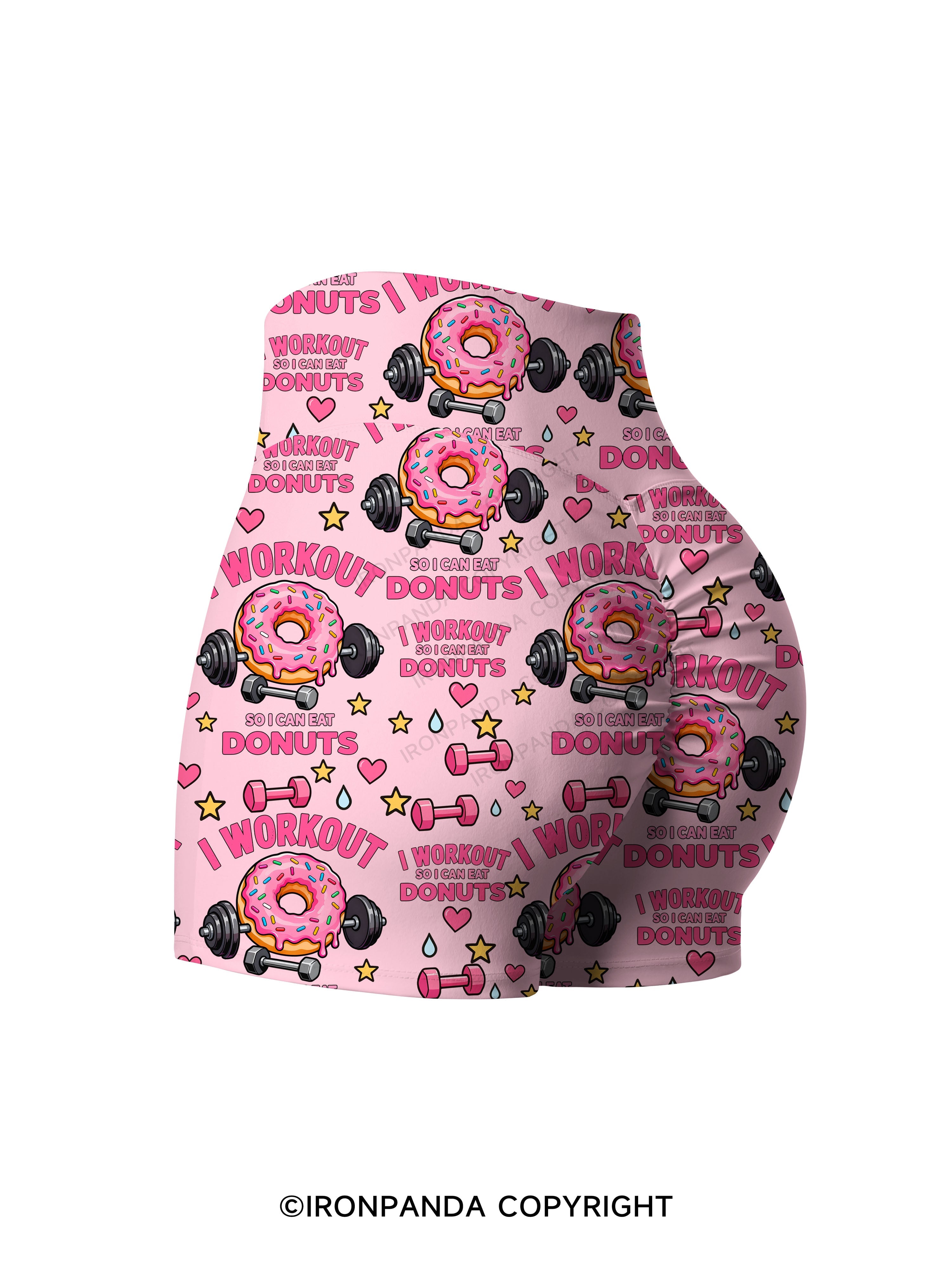I Workout So I Can Eat Donuts Printed Yoga Shorts