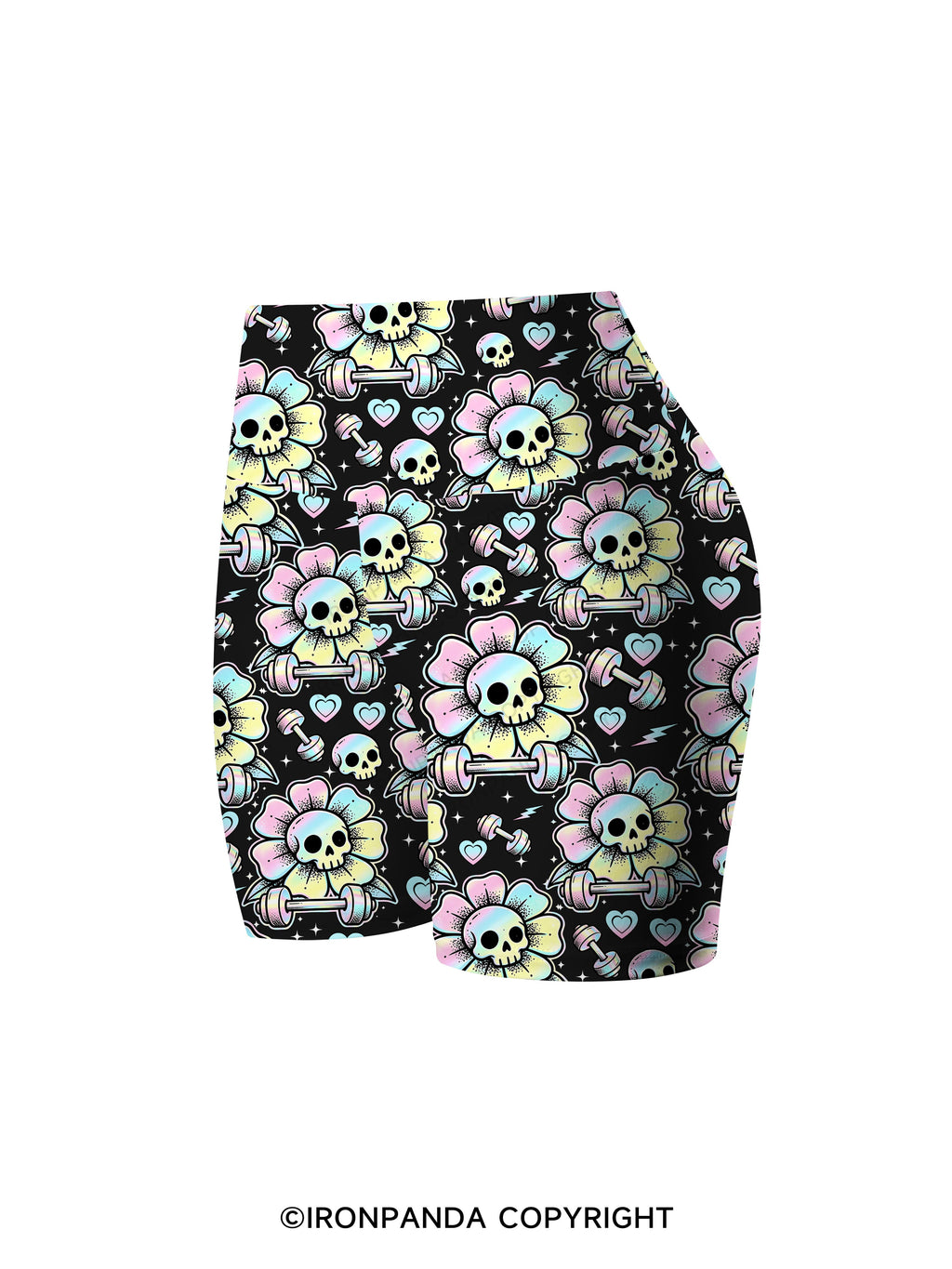 IF I DIE I DIE Skull Printed Yoga Cycling Shorts