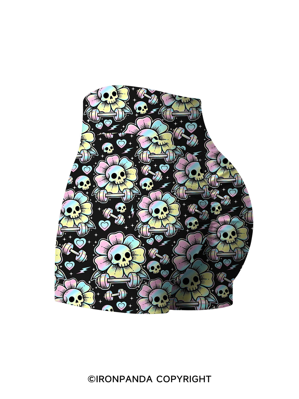 IF I DIE I DIE Skull Printed Yoga Shorts
