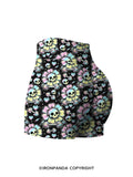 IF I DIE I DIE Skull Printed Yoga Shorts