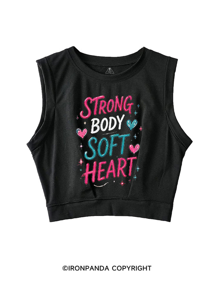 STRONG BODY SOFT HEART SELF-CARE SLEEVELESS CROP TOPS