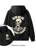 SHHH NO ONE CARES  Double-Sided Printed Fleece Zip Up Hoodie