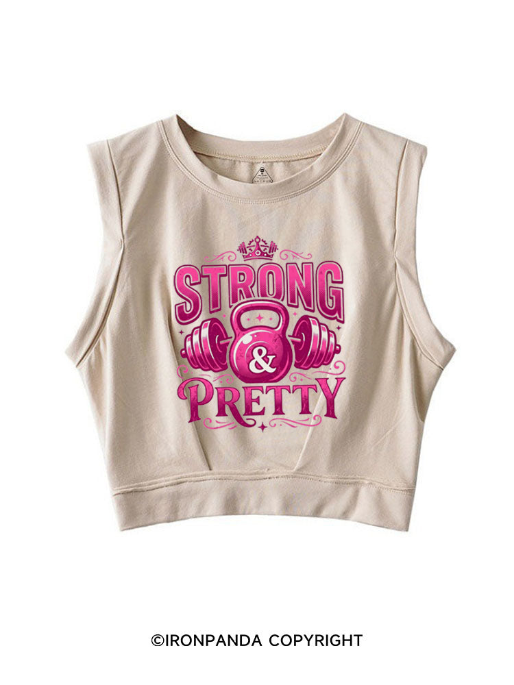 STRONG & PRETTY STRONG VIBES SLEEVELESS CROP TOPS