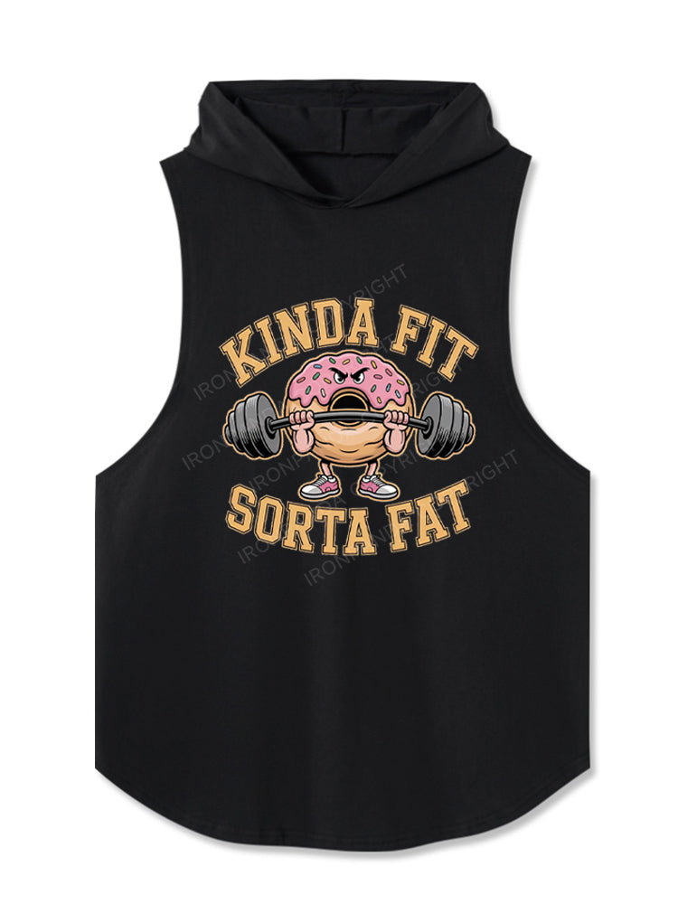 Kinda Fit Sorta Fat Donut Powerlifting Hooded Tank