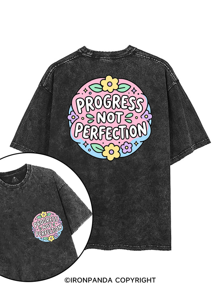 PROGRESS NOT PERFECTION printed Gym Shirt