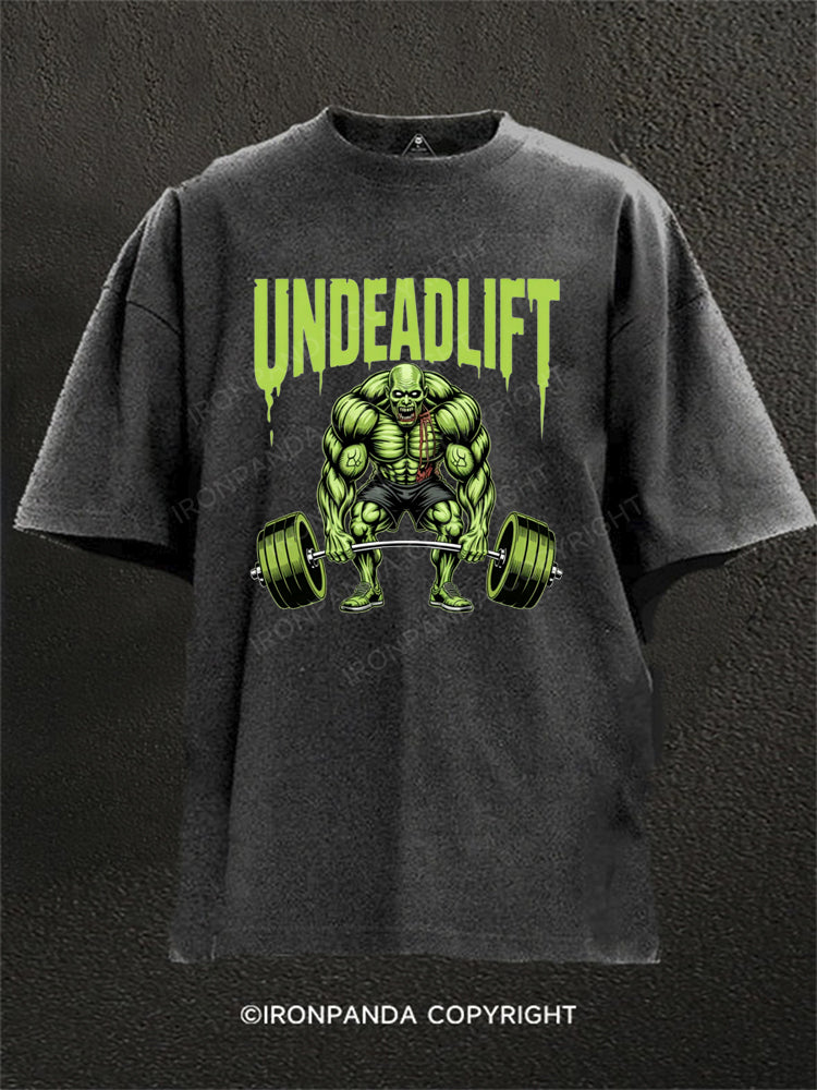Undeadlift Funny Halloween Zombie Workout Washed Gym Shirt