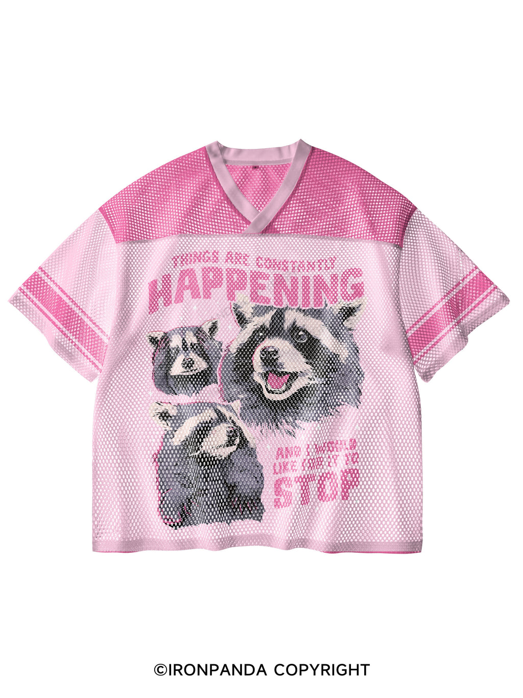 THINGS ARE CONSTANTLY HAPPENING AND I WOULD LIKE FOR IT TO STOP V-Neck Open Hole Mesh Top
