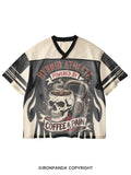 Hybrid Athlete Fitness Skull Kettlebell Workout V-Neck Open Hole Mesh Top