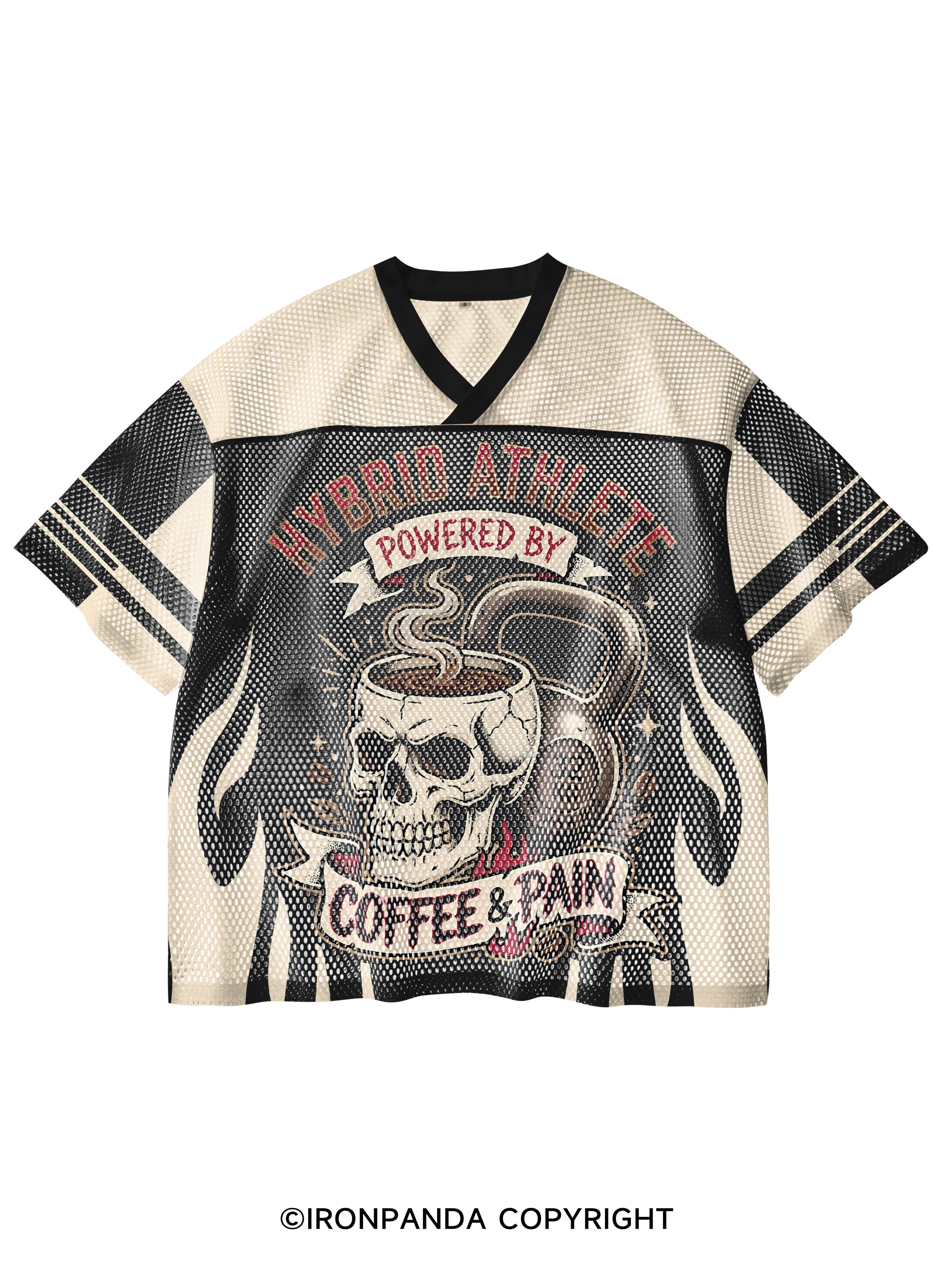 Hybrid Athlete Fitness Skull Kettlebell Workout V-Neck Open Hole Mesh Top