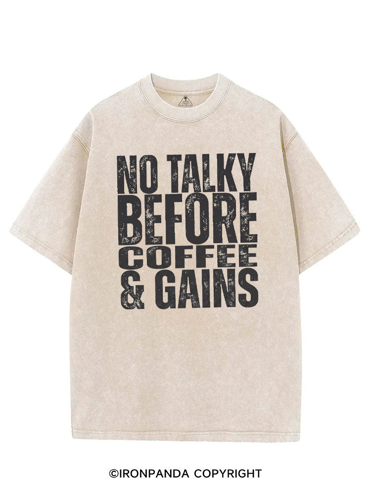 NO TALKY BEFORE COFFEE & GAINS VINTAGE GYM SHIRT