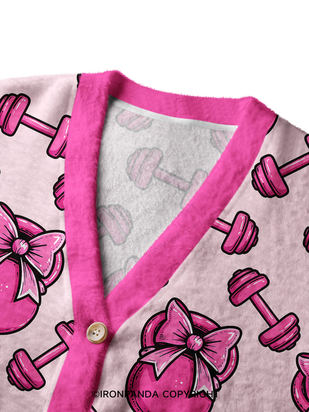 Pink Bow Gym Crop Ugly Cardigan Sweater