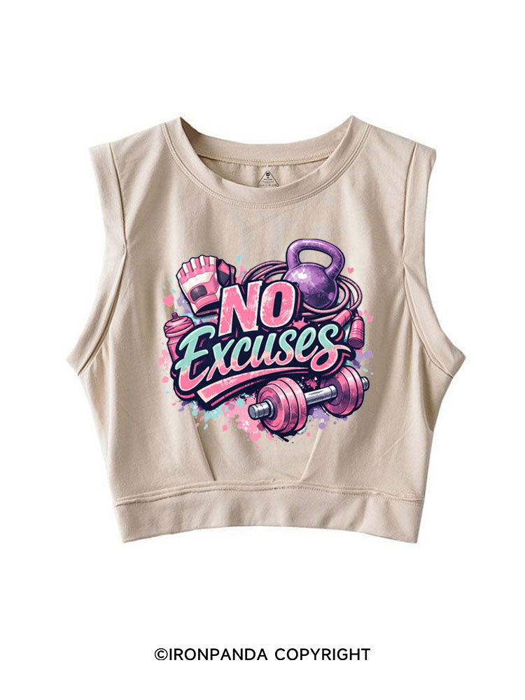 NO EXCUSES GYM ROUTINE SLEEVELESS CROP TOPS